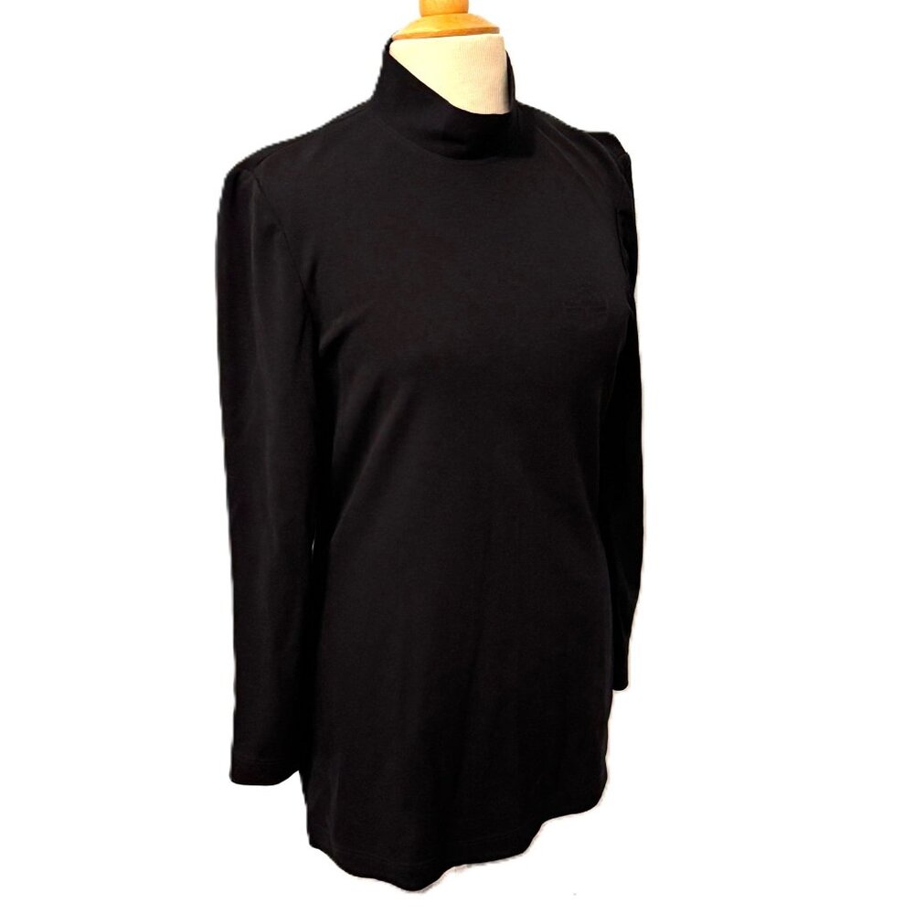 Louis Feraud Vintage Blouse Shirt Top Black Mock Turtle Neck Designer Classic 8